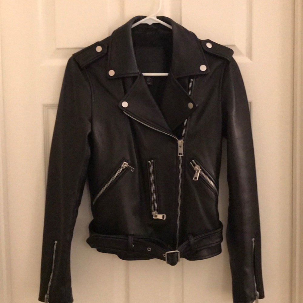 Black leather moto style jack